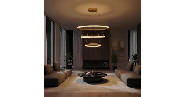 kelvo® DIAMOND KLV-101-0240 Κρεμαστό Φωτιστικό Οροφής LED 120W 12000lm 180° AC 220-240V IP20 Ρυθμιζόμενο Λευκό CCT με Χειριστήριο από 2700K έως 6000K Dimmable - Lumileds SMD Chip - Χρυσό Πλατίνα - Μ80 x Π80 x Υ80cm - 3 Χρόνια Εγγύηση