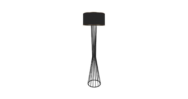 NOVA 201-0037 Μοντέρνο Επιδαπέδιο Φωτιστικό 1 x E27 IP20 Μαύρο Μεταλλό με Μαύρο Ύφασμα - Μ38 x Π38 x Υ155cm