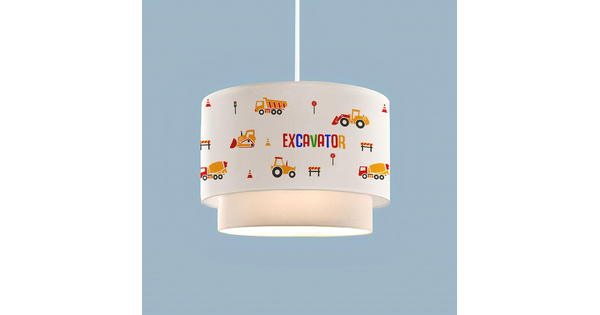 EXCAVATOR 204-0005 Παιδικό Κρεμαστό Φωτιστικό Φιγούρα Μονόφωτο 1 x E27 IP20 Λευκό & Κίτρινο Ύφασμα - Μ30 x Π30 x Υ70cm
