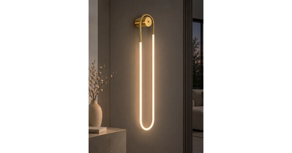 kelvo® LYRA KLV-101-0504 Φωτιστικό Τοίχου / Απλίκα LED 36W 3600lm 360° AC 220-240V IP20 Ρυθμιζόμενο Λευκό CCT με Διακόπτη στο Driver 2700K/4500K/6000K Triac Dimmable - Lumileds SMD Chip & ENEC/TÜV Driver - Σατινέ Χρυσό Βούρτσας - Μ20 x Π16 x Υ120cm - 5 Χρόνια Εγγύηση