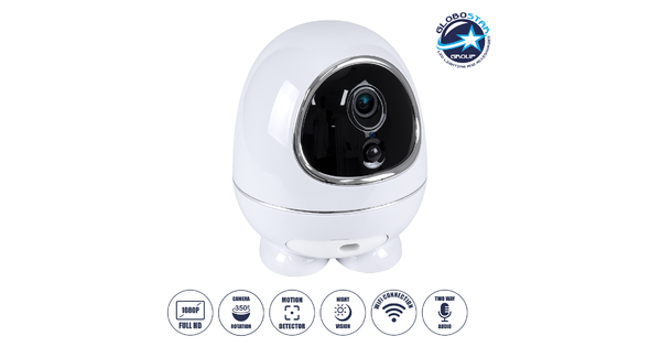 86008 Rechargeable Table Camera WiFi HD 1080P 3MP 350° 5200mAh Two Way Audio & Motion Detection - Επαναφορτιζόμενη Επιτραπέζια Κάμερα WiFi HD 1080P 350° 5200mAh Διπλή Κατέυθυνση Ομιλίας με Ανιχνευτή Κίνησης - Λευκό
