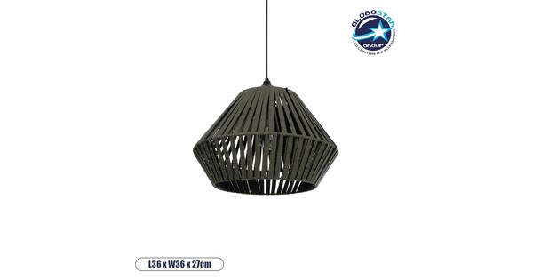 NUI 205-0069 Boho Κρεμαστό Φωτιστικό Οροφής με Ντουί 1 x E27 AC 220-240V IP20 - Πρασίνο - M36 x Π36 x Υ27cm