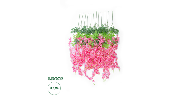 Artificial Garden HOT PINK WISTERIA FLOWER BRANCH 21512 Σετ 12 Τεχνητά Διακοσμητικά κλαδιά Βιστέριας Έντονο Ροζ Φ45 x Υ120cm