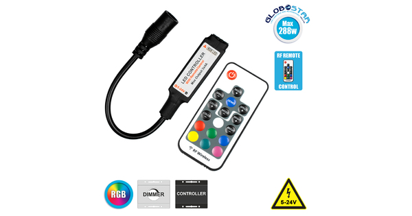 73420 Ασύρματος LED Controller RGB με Χειριστήριο RF 2.4Ghz DC 5-24V Max 288W