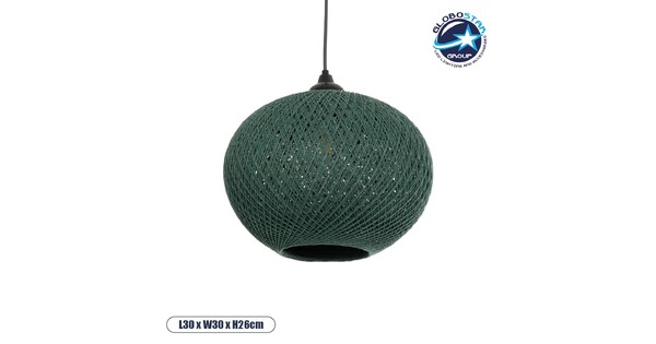 SOLEI 205-0014 Boho Κρεμαστό Φωτιστικό Οροφής με Ντουί 1 x E27 AC 220-240V IP20 - Πράσινο - M30 x Π30 x Υ35cm