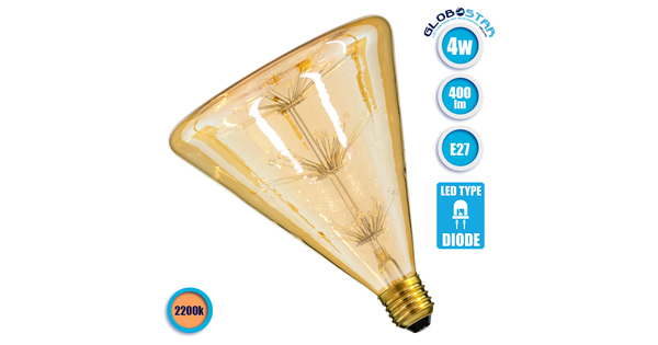 99213 Λάμπα E27 CNC150 MTX Conical DIODE HP LED String 4W 400 lm 320° AC 85-265V Edison Retro με Μελί Γυαλί Ultra Θερμό Λευκό 2200 K