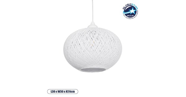 SOLEI 205-0008 Boho Κρεμαστό Φωτιστικό Οροφής με Ντουί 1 x E27 AC 220-240V IP20 - Λευκό - M30 x Π30 x Υ35cm
