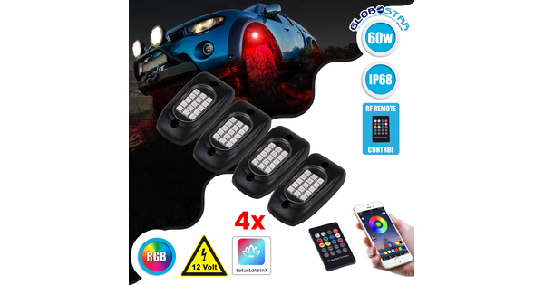 85331 Car Underbody LED Flood Kit DC 12V 60W με Smart Bluetooth Controller - Εφαρμογή APP & Ασύρματο Χειριστήριο RF Αδιάβροχο IP68 Πολύχρωμο RGB