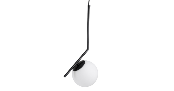 MONROE 00959 Μοντέρνο Κρεμαστό Φωτιστικό Οροφής Μονόφωτο Μαύρο - Λευκό Μεταλλικό Μπάλα Φ15 x Υ49cm