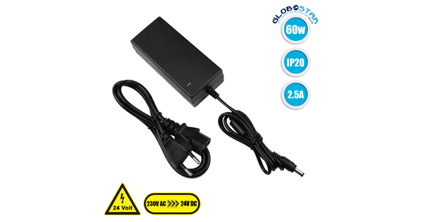 73083 Τροφοδοτικό LED Πλαστικό 60W DC 24V 2.5A IP20 M12 x Π5.3 x Υ3.3cm