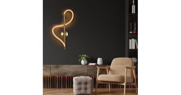 kelvoGLOW 61682 Μοντέρνο Φωτιστικό Τοίχου - Απλίκα LED 24W 2400lm 360° AC 220-240V IP20 Ρυθμιζόμενο Λευκό CCT με On/Off 2700K/4500K/6000K - Lumileds SMD Chip - Χρυσό Πλατίνα & Λευκό Νήμα - Μ30 x Π15 x Υ70cm - 3 Χρόνια Εγγύηση