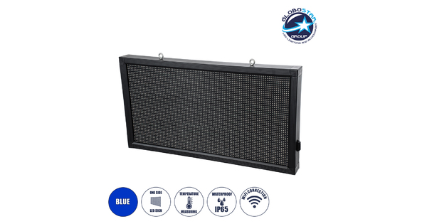DISPLAY 90810 LED Scrolling Display 96x48cm - Κυλιόμενη Ψηφιακή Πινακίδα / Επιγραφή Μονής Όψης P10 LED SMD AC 220-240V - Λειτουργία μέσω Wi-Fi με Εφαρμογή APP - Αισθήτηρας Θερμοκρασίας και Υγρασίας - Αδιάβροχο IP65 - Μ104 x Π9 x Υ56cm - Μπλε - 1 Χρόνο Εγγύηση