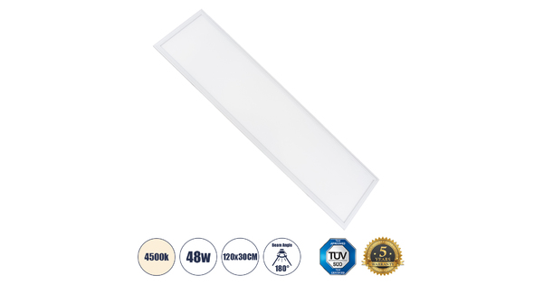 60213 Χωνευτό LED Panel Milky Super Slim 120x30cm 48W 4560lm 120° CRI≥80Ra UGR<19 AC 220-240V IP20 Μ120 x Π30 x Υ1.5cm - Φυσικό Λευκό 4500K
