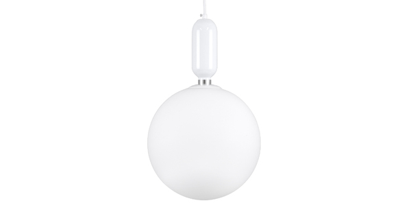 MAVERICK 00941 Μοντέρνο Κρεμαστό Φωτιστικό Οροφής Μονόφωτο Λευκό Μεταλλικό Γυάλινο Μπάλα Φ30 x Υ48cm