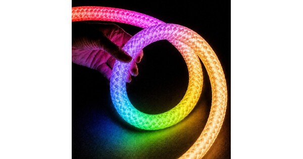 kelvo® GLOWFLEX KLV-101-0518 Ψηφιακή Pixel Addressable Ταινία Neon Flex με Πλεκτή Υφασμάτινη Επένδυση LED 14W/m 840lm/m 360° DC 24V Αδιάβροχο IP65 120 x SMD5054 Chip/m Πολύχρωμο RGB+WW Dimmable SPI/TTL Protocol IC TM1814 - Sanan SMD Chip - Μ1000 x Π3.5 x Υ3.5cm - Ρολό 10 Μέτρων - 6 Χρόνια Εγγύηση