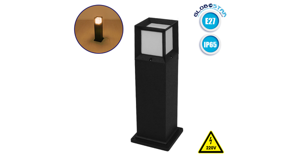 PALASO 12143 Φωτιστικό Κολωνάκι Κήπου με Ντουί 1 x E27 90° AC 220-240V Αδιάβροχο IP65 - Γκρι Ανθρακί - Μ15 x Π15 x Υ58cm