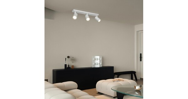 kelvo® SPOTA KLV-101-0139 Μοντέρνο Κινούμενο Φωτιστικό Σποτ Οροφής με Ντουί 3 x GU10 90° AC 220-240V IP20 - Λευκό Ματ - Μ48 x Π6.2 x Υ14cm