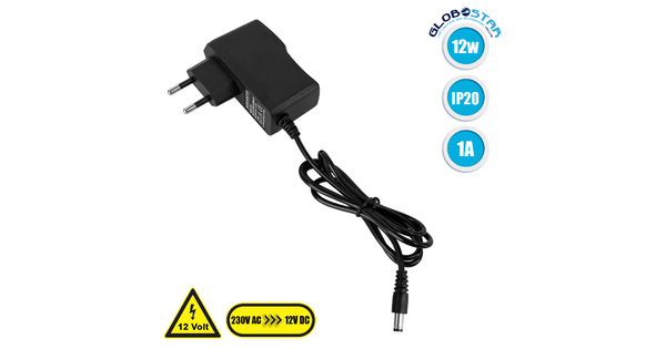 73071 Τροφοδοτικό LED Πλαστικό 12W DC 12V 1A IP20 M7 x Π2.7 x Υ7.5cm
