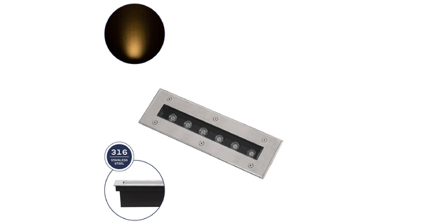 UNDERGROUND-REMVI 90190 Χωνευτή Μπάρα Φωτισμού Wall Washer LED 9W 990lm 10° DC 24V Αδιάβροχο IP68 Θερμό Λευκό 2700K Dimmable - Ανοξείδωτο Ατσάλι 304 - Μ30 x Π9 x Υ8.5cm / Q28.5 x 7.5cm - 3 Χρόνια Εγγύηση