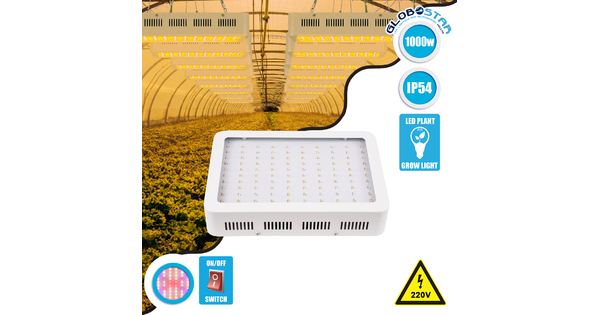 85951 Grow Light Hydro Full Spectrum LED Φωτιστικό Ανάπτυξης Φυτών Υδροπονικού Θερμοκηπίου SMD 2835 1000W 160° AC230V IP54 Εσωτερικού Χώρου για Κάλυψη Επιφάνειας 1.5m x 1.5m Πλήρους Φάσματος Φωτισμού