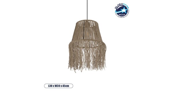 ROKA 205-0075 Boho Κρεμαστό Φωτιστικό Οροφής με Ντουί 1 x E27 AC 220-240V IP20 - Μπεζ - M30 x Π30 x Υ45cm