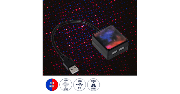 81847 Διακοσμητικό Φωτιστικό Ειδικών Φωτορυθμικών Εφέ PARTY Disco LASER DC 5V με Καλώδιο Τροφοδοσίας USB Μπλέ Κόκκινο IP20 Μ26.5 x Π4.5 x Υ2.5cm