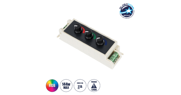 73419 DC RGB Dimmer Controller 3 Καναλιών DC 12V 3 x 9A 144W - Max 27A 144W - IP20 Μ13 x Π4 x Υ4.5cm - 3 Χρόνια Εγγύηση