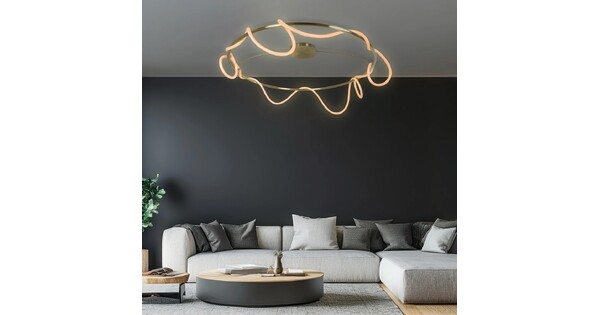 kelvo® GLOW KLV-101-0151 Φωτιστικό Οροφής LED 89W 8900lm 360° AC 220-240V IP20 Ρυθμιζόμενο Λευκό CCT με Χειριστήριο από 2700K έως 6000K Dimmable - Lumileds SMD Chip - Χρυσό Πλατίνα - Μ150 x Π150 x Υ30cm - 3 Χρόνια Εγγύηση