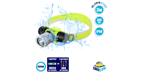 79054 EXTREME Αδιάβροχος Φακός Κεφαλής LED CREE XHP50 3W 300lm IP68 Ψυχρό Λευκό 6000K