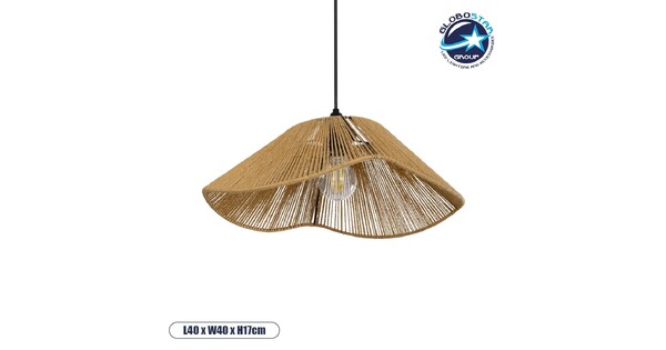 HATA 205-0038 Boho Κρεμαστό Φωτιστικό Οροφής με Ντουί 1 x E27 AC 220-240V IP20 - Μπεζ - M40 x Π40 x Υ17cm