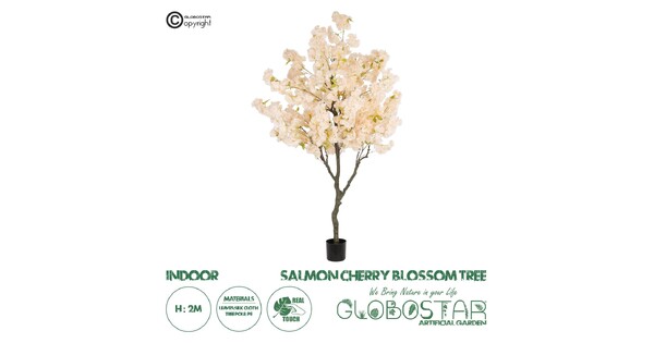 Artificial Garden SALMON CHERRY BLOSSOM TREE 20680 Τεχνητό Διακοσμητικό Δέντρο Απαλό Ροζ Άνθος Κερασιάς Υ200cm