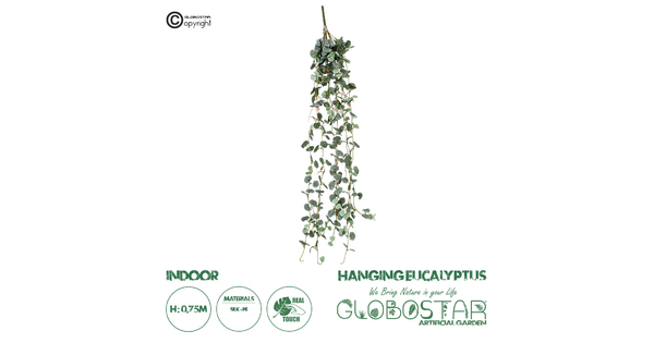 Artificial Garden EUCALYPTUS HANGING BRANCH 20235 Τεχνητό Διακοσμητικό Κρεμαστό Φυτό Ευκάλυπτος Υ75cm
