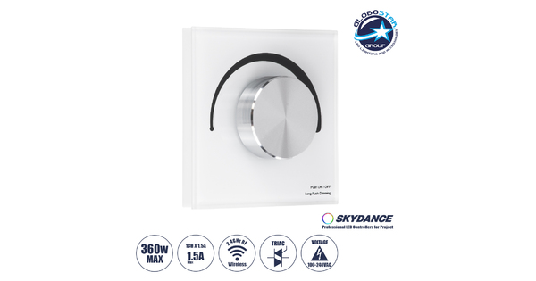 71454 S1-K SKYDANCE AC Smart RF 2.4Ghz & Ροοστάτη - Push ON/OFF Triac Dimming AC100-240V σε AC100-240V 1 x 1.5A 360W - Max 1.5A 360W - IP20 - Λευκό Σώμα - Μ8.5 x Π8.5 x Υ5cm - 5 Years Warranty
