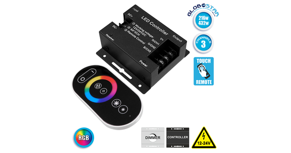 73406 Ασύρματος LED RGB Controller με Χειριστήριο Αφής 2.4G RF 12v (216w) - 24v (432w) DC