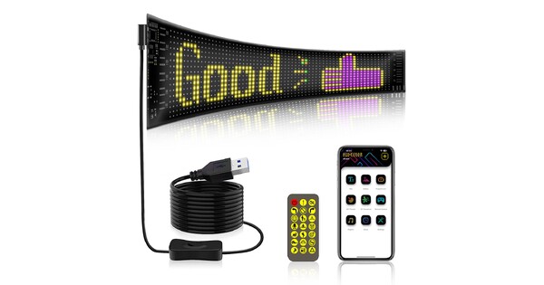 MATRIX GLB-106-0002 Εύκαμπτη Κυλιόμενη Ψηφιακή Επιγραφή 37.4x9.2cm P5 64x16 Pixel LED 10W DC 5V 2A με USB 2.0 Αδιάβροχο IP65 Πολύχρωμο RGB - Bluetooth Control μέσω iPIXEL APP - Μ37.4 x Π0.2 x Υ9.2cm - 2 Χρόνια Εγγύηση