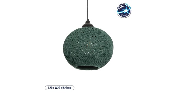 SOLEI 205-0015 Boho Κρεμαστό Φωτιστικό Οροφής με Ντουί 1 x E27 AC 220-240V IP20 - Πράσινο - M20 x Π20 x Υ25cm