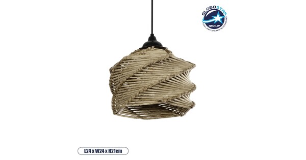 HUSLE 205-0044 Boho Κρεμαστό Φωτιστικό Οροφής με Ντουί 1 x E27 AC 220-240V IP20 - Μπεζ - M24 x Π24 x Υ21cm