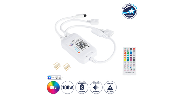73431 Ασύρματος Bluetooth LED RGB & Music Controller Sound Activated με Χειριστήριο IR & 2 Εξόδους RGB DC 5-12V Max 100W