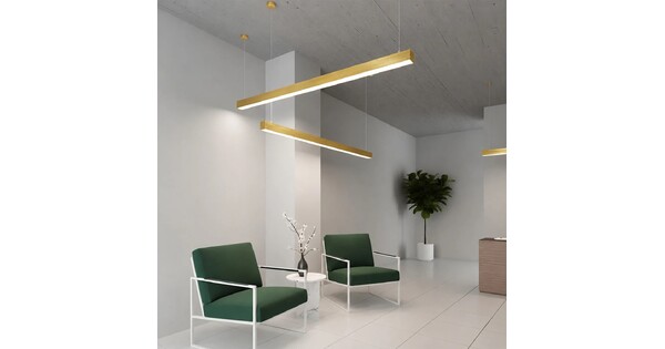 kelvo® ORION KLV-101-0364 Γραμμικό Κρεμαστό Φωτιστικό Οροφής LED 72W 7200lm 120° AC 220-240V IP20 Ρυθμιζόμενο Λευκό CCT με Χειριστήριο από 2700K έως 6000K Dimmable - Lumileds SMD Chip - Χρυσό Πλατίνα - Μ120 x Π5 x Υ7cm - 3 Χρόνια Εγγύηση