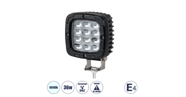 85428 E4 Mark Vehicle & Forklift Work Lights - Φώτα Εργασίας για Οχήματα Περονοφόρα - Κλάρκ LED 36W DC 10-30V Αδιάβροχο IP67 Ψυχρό Λευκό 6000K Μ12.5 x Π9.5 x Υ6.5cm