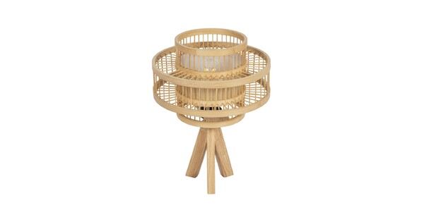 TULUM 01991 Boho Επιτραπέζιο Φωτιστικό Πορτατίφ με Ντουί 1 x E27 AC 220-240V IP20 - Μπεζ - Μ30 x Π30 x Υ41cm