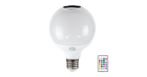 76072 Λάμπα LED E27 G95 Γλόμπος 12W 780lm 260° με Ενσωματωμένο Bluetooth Ηχείο 3W AC 220-240V IP20 Φ9.5 x Υ13.5cm - Εναλλαγή Φωτισμού μέσω Τηλεχειριστηρίου & Μέσω Smart Home Εφαρμογής HappyLighting APP - Πολύχρωμο RGBW - 2 Years Warranty