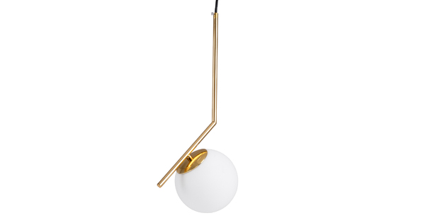 MONROE 00958 Μοντέρνο Κρεμαστό Φωτιστικό Οροφής Μονόφωτο Χρυσό - Λευκό Μεταλλικό Μπάλα Φ15 x Υ49cm