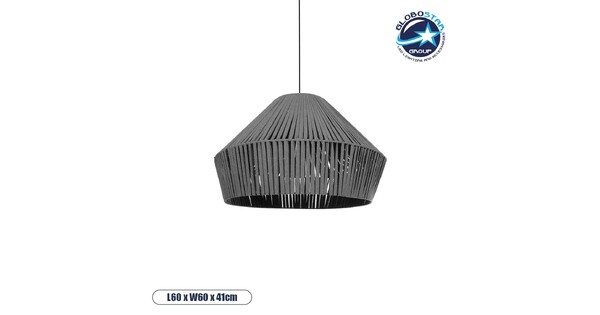 NUI 205-0066 Boho Κρεμαστό Φωτιστικό Οροφής με Ντουί 1 x E27 AC 220-240V IP20 - Γκρι - M60 x Π60 x Υ41cm