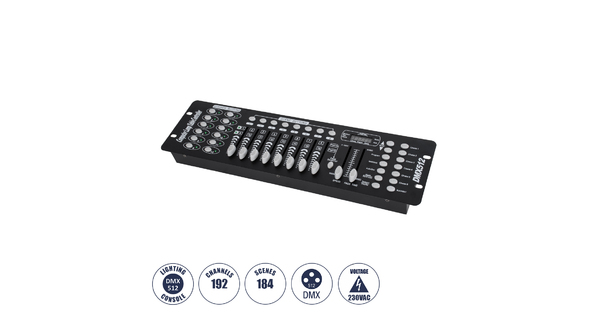 73493 DMX 192 Channel Fader Console - Κονσόλα Φωτισμού 192 Καναλιών DMX AC 100-240V - IP20 Μ48 x Π13.5 x Υ7cm - 2 Χρόνια Εγγύηση