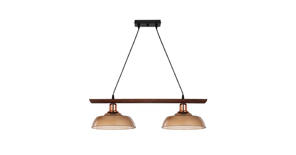 LOAN 203-0288 Μοντέρνο Κρεμαστό Φωτιστικό Οροφής με Ντουί 2 x E27 AC 220-240V IP20 - Καφέ & Μπρονζέ - Μ70 x Π25.5 x Υ19cm