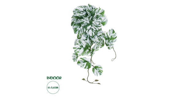 Artificial Garden ALBINO MONSTERA HANGING PLANT 20606 Τεχνητό Διακοσμητικό Κρεμαστό Φυτό Μονστέρα Υ45cm