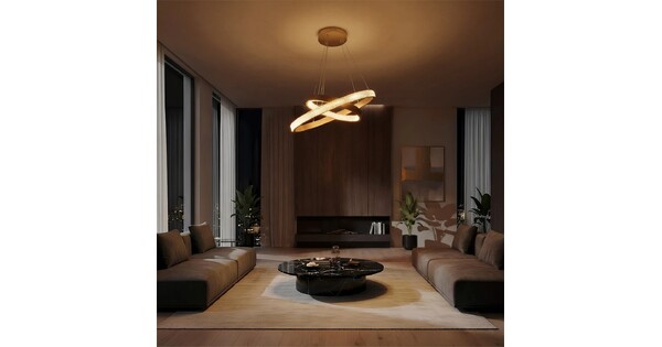 kelvo® DIAMOND KLV-101-0236-V2 Κρεμαστό Φωτιστικό Οροφής LED 75W 7500lm 360° AC 220-240V IP20 Ρυθμιζόμενο Λευκό CCT με Χειριστήριο από 2700K έως 6000K Dimmable - Lumileds SMD Chip - Χρυσό Πλατίνα - Μ60 x Π60 x Υ40cm - 3 Χρόνια Εγγύηση