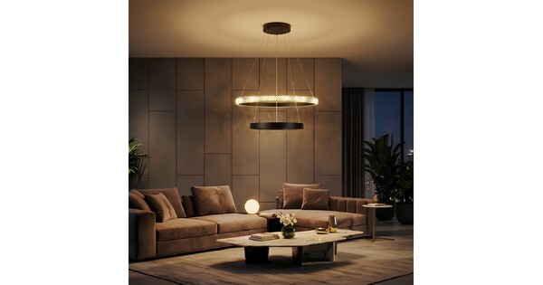 kelvo® DIAMOND KLV-101-0235 Κρεμαστό Φωτιστικό Οροφής LED 75W 7500lm 360° AC 220-240V IP20 Ρυθμιζόμενο Λευκό CCT με Χειριστήριο από 2700K έως 6000K Dimmable - Lumileds SMD Chip - Μαύρο Ματ - Μ60 x Π60 x Υ40cm - 3 Χρόνια Εγγύηση
