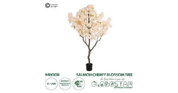 Artificial Garden SALMON CHERRY BLOSSOM TREE 20679 Τεχνητό Διακοσμητικό Δέντρο Απαλό Ροζ Άνθος Κερασιάς Υ160cm